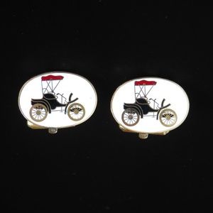 Vintage Antique Car Enamel Cufflinks.